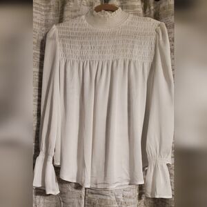 Francesca's White Smocked Women's Top
